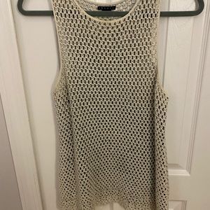 Theory gray crochet knit tunic tank top